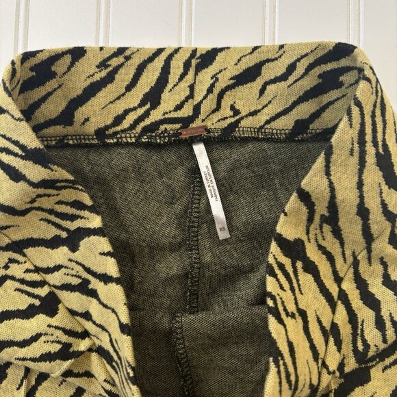 Free People Knit Flare Pants (Size XS) Rita Boho Animal Print High Rise Pull On - Picture 9 of 11